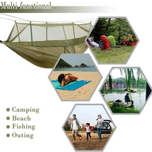 Load image into Gallery viewer, 2-Person Outdoor Hammock with Mosquito Net, Portable Parachute Fabric Camping Bed