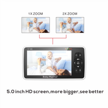Load image into Gallery viewer, Video Baby Monitor with 5 Inch Screen, Camera, Audio and Temperature Sensor