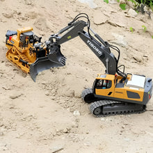 Load image into Gallery viewer, Remote Controlled Bulldozer and Excavator Set for Kids, Robust Construction Vehicles