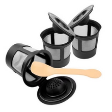Load image into Gallery viewer, 3-Pack Reusable Stainless Steel Coffee Filter Pods with Spoon for 1.0 and 2.0 Brewers