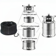 Load image into Gallery viewer, Portable Stainless Steel Wood Burning Camping Stove, Lightweight Outdoor Cooker for Travel and BBQ