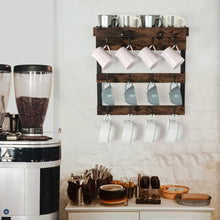 Load image into Gallery viewer, Wall Mounted Coffee Mug Holder Rack with 12 Hooks and Storage Shelf