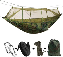 Load image into Gallery viewer, 2-Person Outdoor Hammock with Mosquito Net - Portable Parachute Fabric Camping Bed