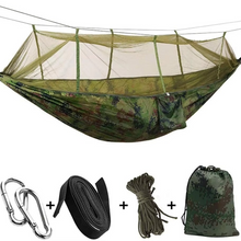 Load image into Gallery viewer, 2-Person Outdoor Hammock with Mosquito Net, Portable Parachute Fabric Camping Bed