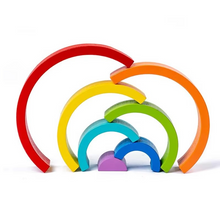 Load image into Gallery viewer, Montessori Rainbow Arch Bridge Wooden Building Blocks for Kids