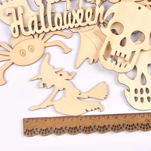 Load image into Gallery viewer, Halloween Wooden Pendant Slices for DIY Crafts and Party Decor, Natural Wood Discs 2.3–4 in, Set of 10