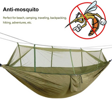 Load image into Gallery viewer, 2-Person Outdoor Hammock with Mosquito Net - Portable Parachute Fabric Camping Bed