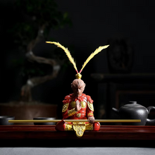 Load image into Gallery viewer, Purple Clay Monkey King Tea Pet Lucky Buddha Statue Feng Shui Ornament