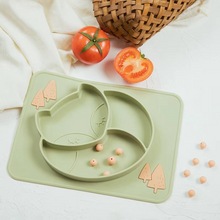 Load image into Gallery viewer, Baby Silicone Dinner Plate with Cartoon Fox Design
