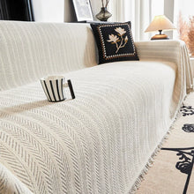 Load image into Gallery viewer, Herringbone Chenille Couch Cover with Tassels, Herringbone Pattern