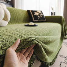 Load image into Gallery viewer, Herringbone Chenille Couch Cover with Tassels, Herringbone Pattern
