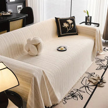 Load image into Gallery viewer, Herringbone Chenille Couch Cover with Tassels, Herringbone Pattern