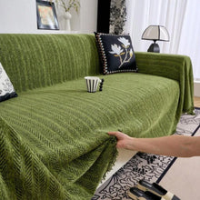 Load image into Gallery viewer, Herringbone Chenille Couch Cover with Tassels, Herringbone Pattern