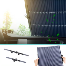 Load image into Gallery viewer, Retractable Car Windshield Sunshade Curtain Set – UV Reflective Front & Rear Auto Visor Cover
