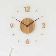 Load image into Gallery viewer, Round Minimalist Wall Clock, Silent Quartz Wood Design