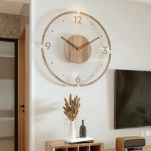 Load image into Gallery viewer, Round Minimalist Wall Clock, Silent Quartz Wood Design
