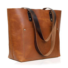 Load image into Gallery viewer, Buffalo Leather Tote Bag, Tan Bella Handcrafted Medium
