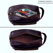 Load image into Gallery viewer, Vintage Leather Toiletry Bag Full Grain Buffalo Leather Waterproof Lining