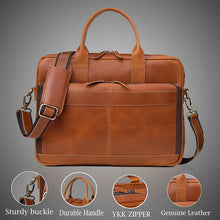 Load image into Gallery viewer, Austin Laptop Leather Briefcase, Buffalo Leather, Tan