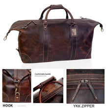 Load image into Gallery viewer, French Leather Duffel Bag, Full Grain Travel Bag for Men Brown
