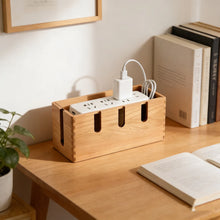 Load image into Gallery viewer, Black Walnut Power Strip Cable Organizer Box