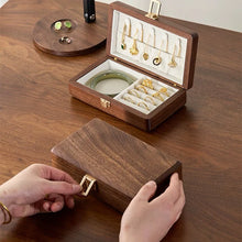 Load image into Gallery viewer, Walnut Jewelry Box Two-Layer Velvet Lined Organizer