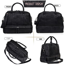 Load image into Gallery viewer, Leather Duffle Bag Full Grain Buffalo Leather Black