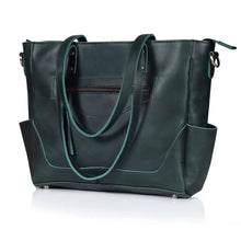 Load image into Gallery viewer, Buffalo Leather Crossbody Laptop Tote Bag, Green