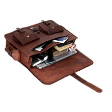 Load image into Gallery viewer, Potter Leather Messenger Laptop Bag, Handcrafted Canvas Lined