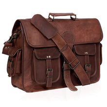 Load image into Gallery viewer, Potter Leather Messenger Laptop Bag, Handcrafted Canvas Lined