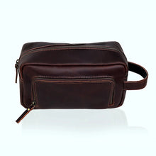 Load image into Gallery viewer, Vintage Leather Toiletry Bag Full Grain Buffalo Leather Waterproof Lining