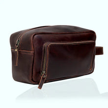 Load image into Gallery viewer, Vintage Leather Toiletry Bag Full Grain Buffalo Leather Waterproof Lining