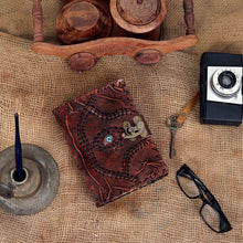 Load image into Gallery viewer, Hocus Pocus Book of Spells Leather Journal, Vintage Lock Writing Notebook 7 x 5 Inch