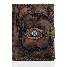 Load image into Gallery viewer, Hocus Pocus Book of Spells Leather Journal, Vintage Lock Writing Notebook 7 x 5 Inch