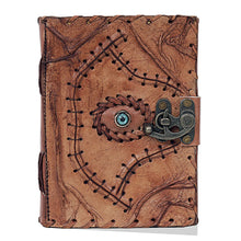 Load image into Gallery viewer, Hocus Pocus Book of Spells Leather Journal, Vintage Lock Writing Notebook 7 x 5 Inch