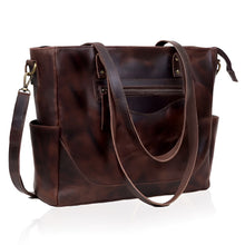 Load image into Gallery viewer, Buffalo Leather Tote Bag Vintage Brown