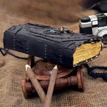 Load image into Gallery viewer, Hocus Pocus Book of Spells Leather Journal, Vintage Lock Writing Notebook 7 x 5 Inch