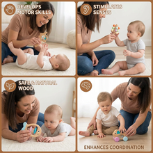 Load image into Gallery viewer, Natural Wood Rattle Gift Set for Baby Sensory Play