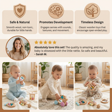 Load image into Gallery viewer, Natural Wood Rattle Gift Set for Baby Sensory Play