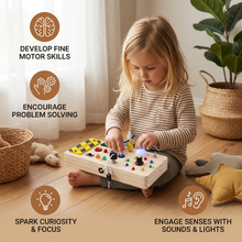 Load image into Gallery viewer, Wooden Activity Board with Multiple Switches and LED Lights for Toddlers