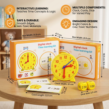 Load image into Gallery viewer, Interactive Learning Clock for Kids with Movable Hands, Time Cards, and Dice