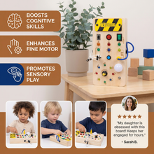 Load image into Gallery viewer, Wooden Activity Board with Multiple Switches and LED Lights for Toddlers