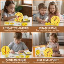 Load image into Gallery viewer, Interactive Learning Clock for Kids with Movable Hands, Time Cards, and Dice