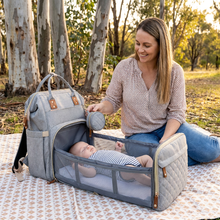 Load image into Gallery viewer, 3 in 1 Travel Diaper Backpack with Foldable Baby Bed in Eight Colors