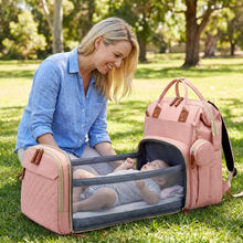 Load image into Gallery viewer, 3 in 1 Travel Diaper Backpack with Foldable Baby Bed in Eight Colors