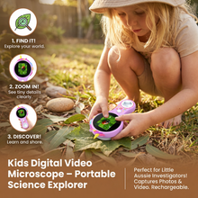 Load image into Gallery viewer, Kids Handheld Digital Microscope with Built in Screen and 500x Zoom in Dinosaur and Unicorn Styles