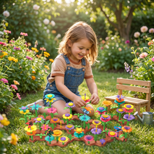 Load image into Gallery viewer, Flower Garden Pegging Game with Multiple Peg Shapes and Stable Base