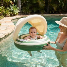 Load image into Gallery viewer, Inflatable Baby Swim Ring with Removable Sun Canopy and Retro Lollipop Design for Pool Play