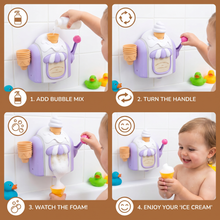 Load image into Gallery viewer, Ice Cream Machine Bath Toy with Bubble Maker and Friendly Face in Four Colors