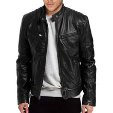 Load image into Gallery viewer, Leather Biker Collar Jacket